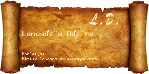 Lencsés Dóra névjegykártya